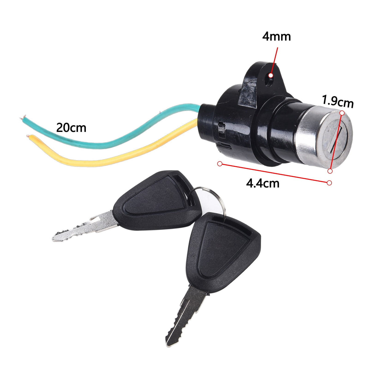 1 Set Ignition Key Ebike Switch 2 Wire Position For Electric Scooter E-Bike Lock