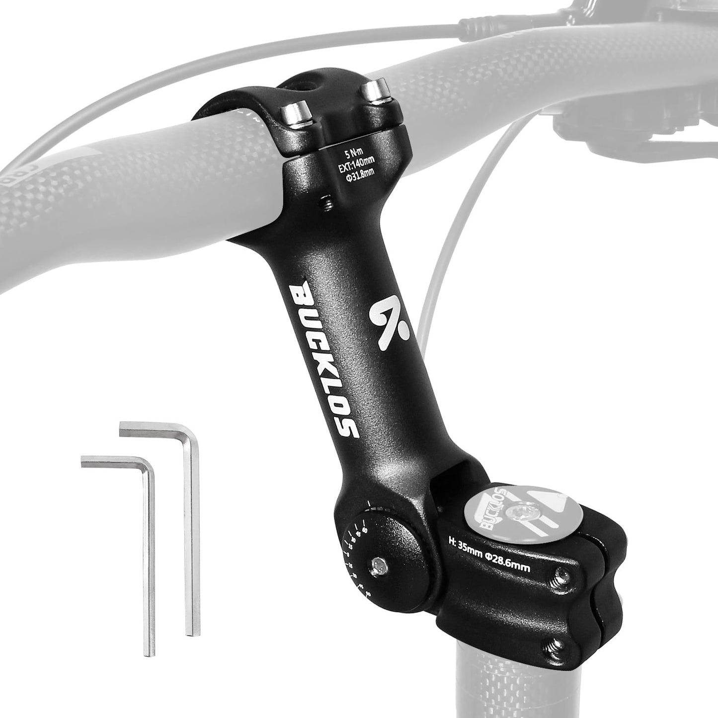 BUCKLOS Adjustable Bike Stem 31.8mm 25.4mm Riser Handlebar Stem, 100/110