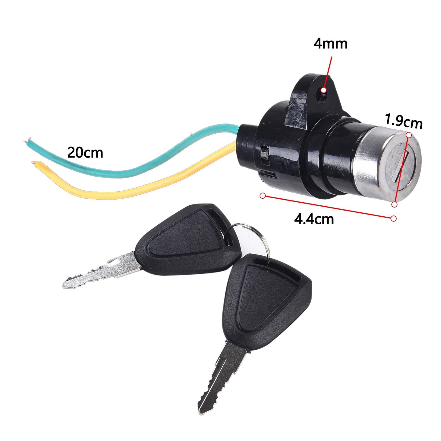 1 Set Ignition Key Ebike Switch 2 Wire Position For Electric Scooter E-Bike Lock
